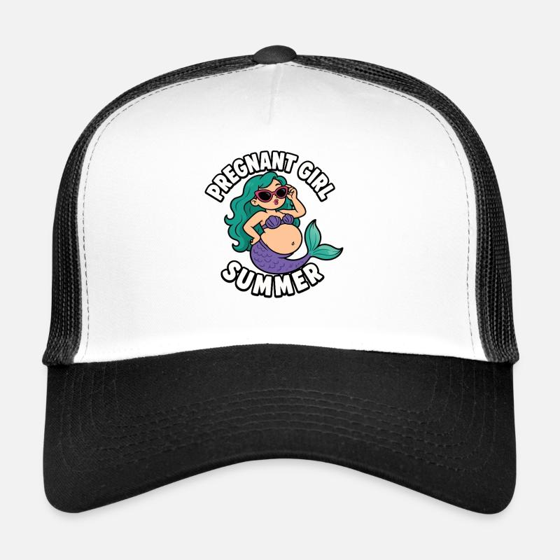 Fille enceinte, été, plage, sirène, Casquette trucker 