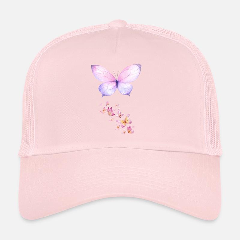 Papillons Aquarelle Pastel et Violet Esthétique Casquette trucker 