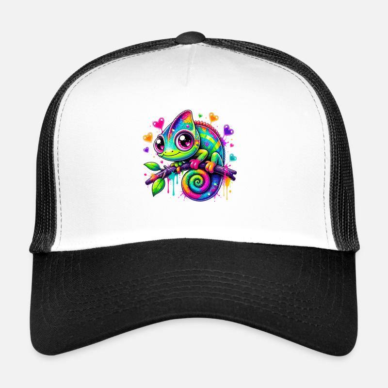 Caméléon coloré sur une branche Casquette trucker 