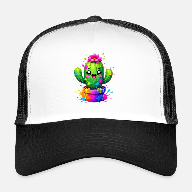 Cactus Joyeuses Fleurs Éclaboussurées Casquette trucker 