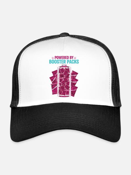 Powered By Booster Packs Trading Card Collector - Trucker Cap - white/black - Front