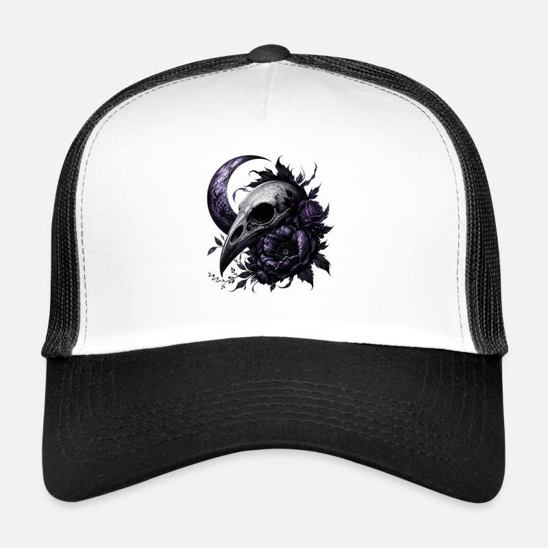 Crâne de lune avec des roses lavande Casquette trucker 