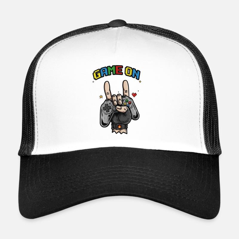 Game On Hand Sign Illustration Trucker Cap
