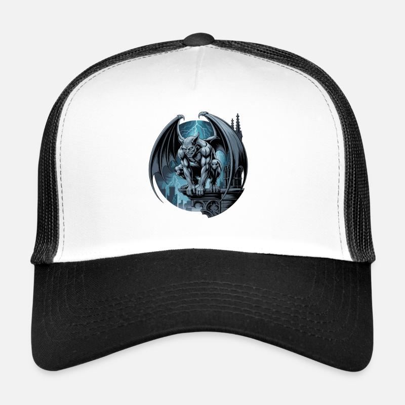 Gothic Gargoyle Demon at Thunderstorm on Cathedral Trucker Cap