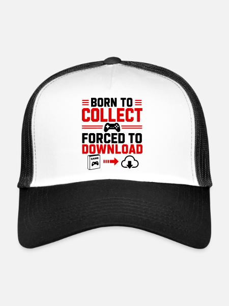 Né pour collectionner les jeux de geeks gamers - Casquette trucker  - blanc/noir - Devant