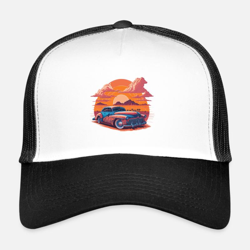 Vibrant sunset in the desert - Trucker Cap - white/black