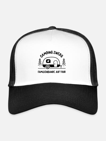 Camping Zwerg Kind Familienbande auf Tour Campen - Trucker Cap - Weiß/Schwarz - Vorne
