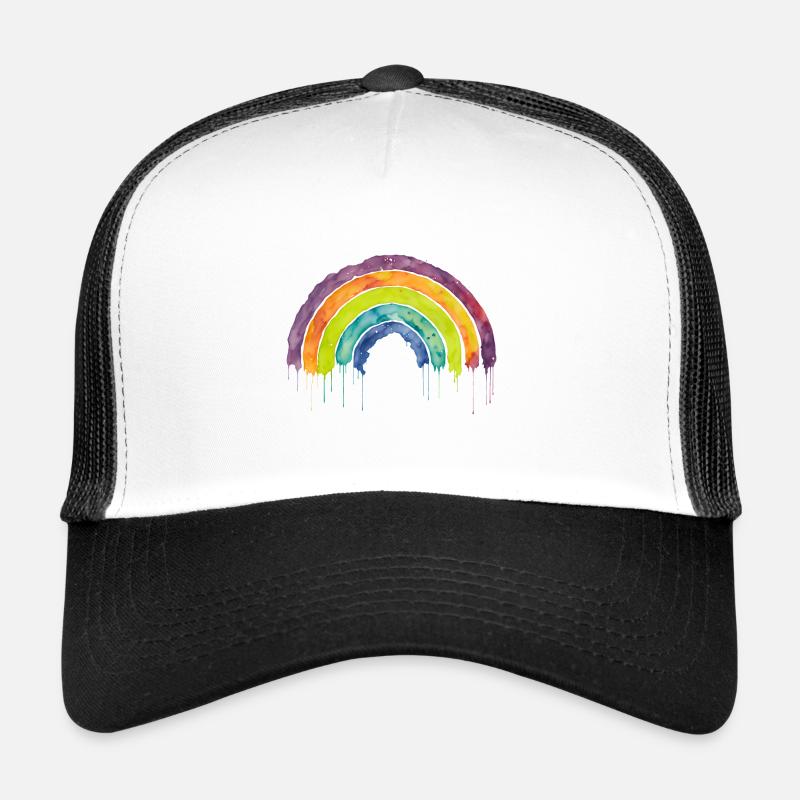 Bunter Horizont Aquarell Regenbogen - Trucker Cap - Weiß/Schwarz