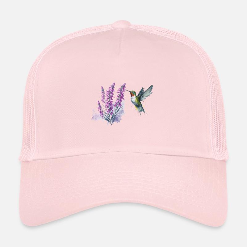Aquarelle Penstemon Fleur Et Colibri Casquette trucker 