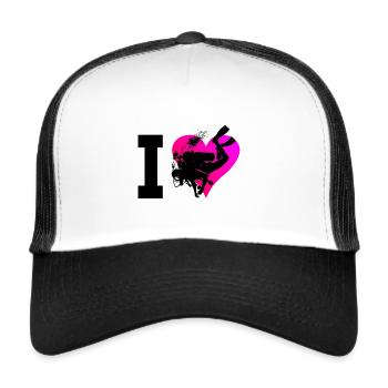 Diving Free Dive Men's Scuba Diver Diving - Trucker Cap - white/black - Front