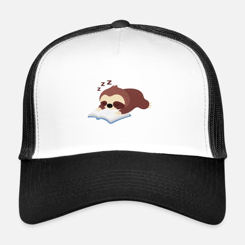 Sloth Reading Falling Asleep Cute Rodent Trucker Cap