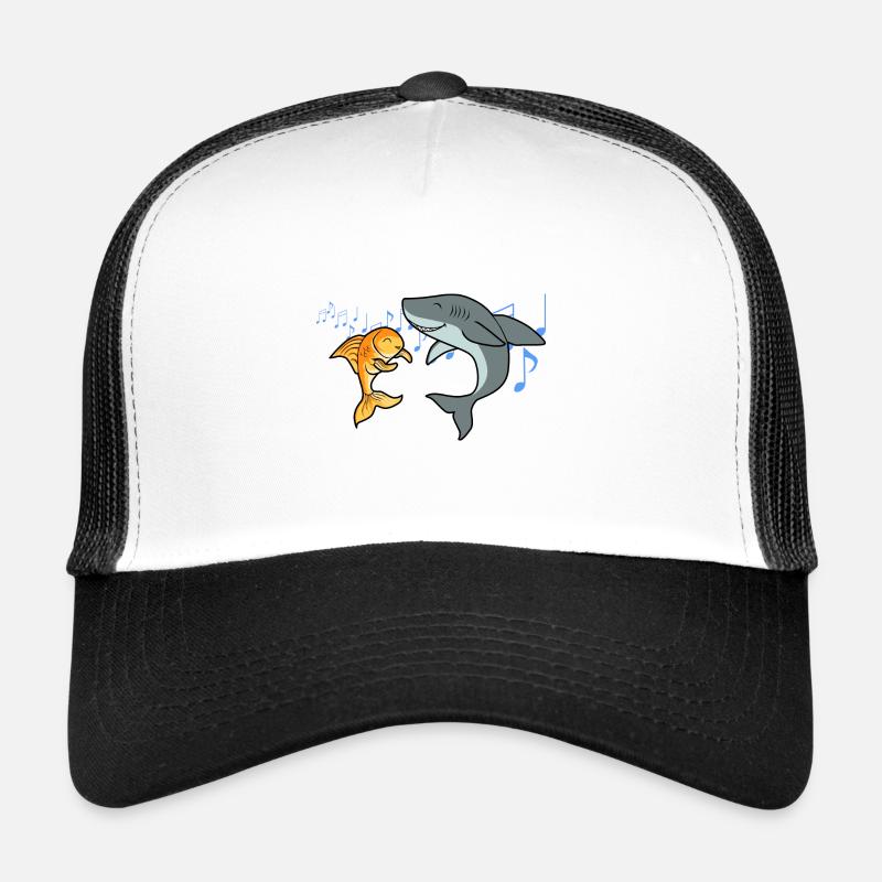 Notes de musique représentant un requin, un Casquette trucker 