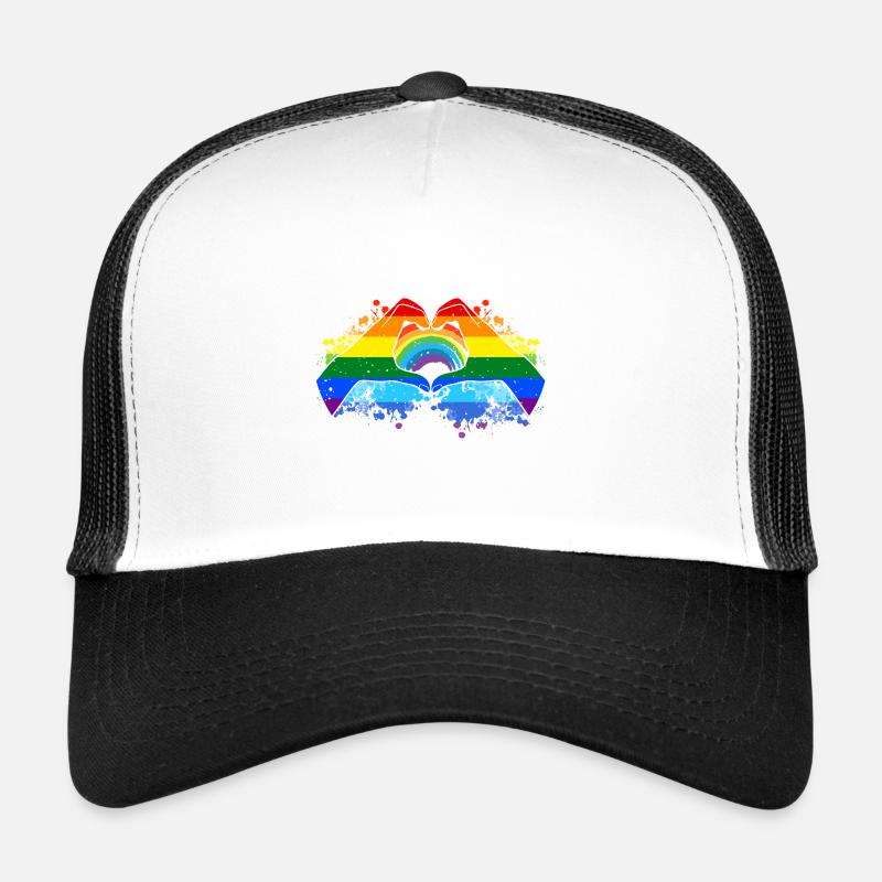 CSD LGBT Hands Shape Rainbow Heart Pride Casquette trucker 