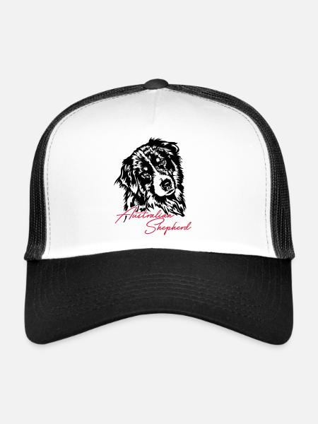 Australian Shepherd Aussie Dog Wilsigns Dog - Trucker Cap - white/black - Front