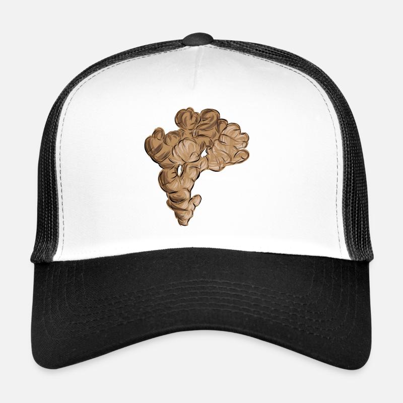 Ingwer, Gemüse, Essen, Kochen, Ingwer-Wurzel - Trucker Cap - Weiß/Schwarz