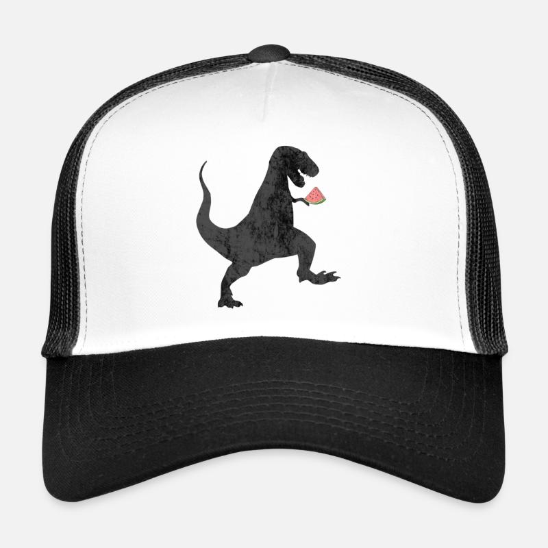 Dino mit Melone - Trucker Cap - Weiß/Schwarz
