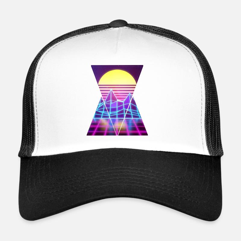 80er Retro - Trucker Cap - Weiß/Schwarz