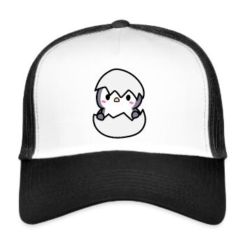 mignon bébé pingouin dans une idée coquille d'oeuf - Casquette trucker  - blanc/noir - Devant