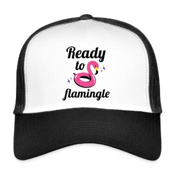 Ready To Flamingle - Trucker Cap - Weiß/Schwarz - Vorne