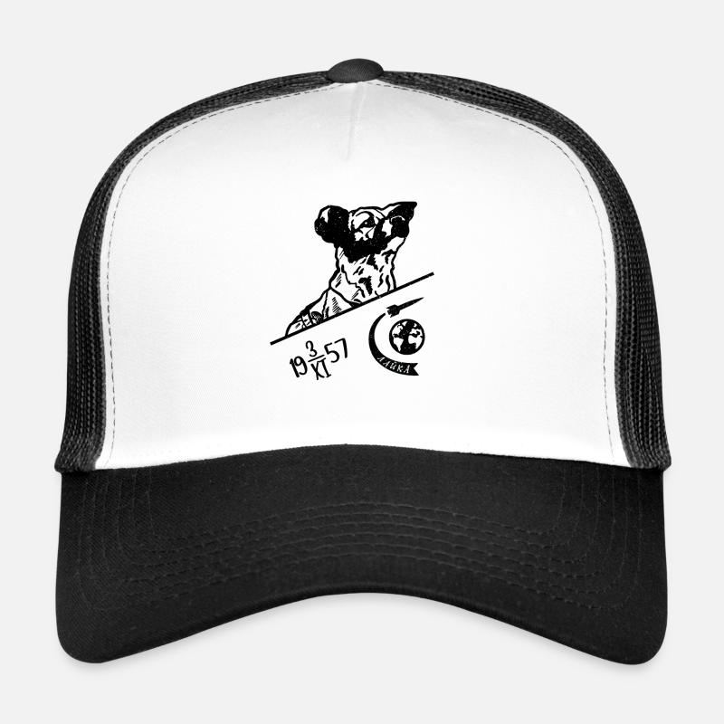 1957 Laika kyrillisch Soviet Communism Gagarin - Trucker Cap - Weiß/Schwarz