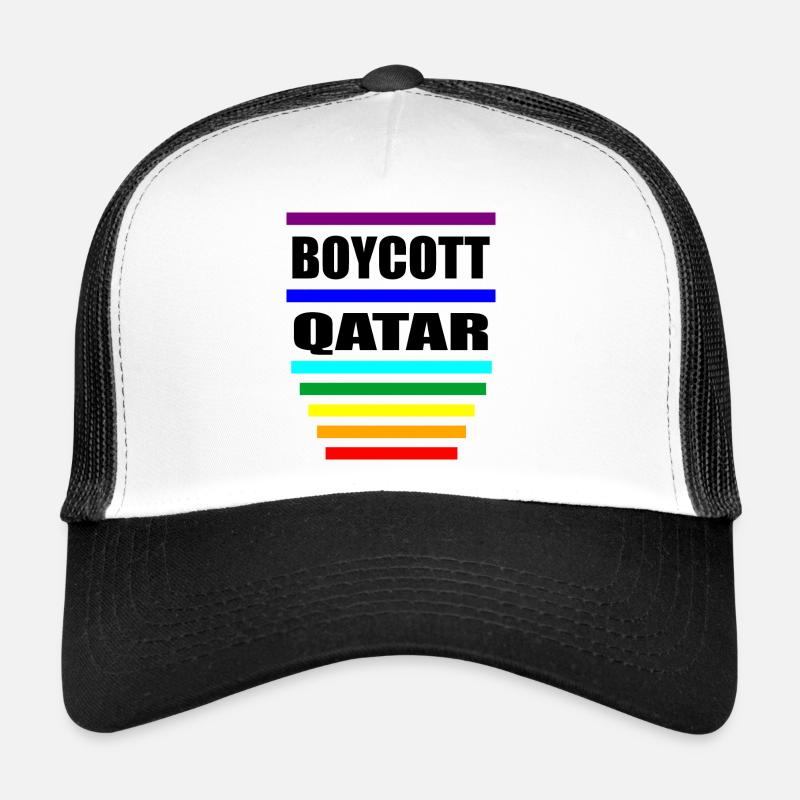 Boycott Qatar Spruch Sprüche Regenbogen Trucker Cap