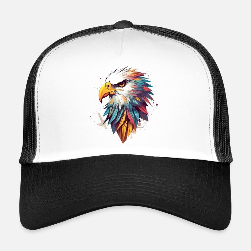 Adler bunt Böser Blick, Serös - Trucker Cap - Weiß/Schwarz