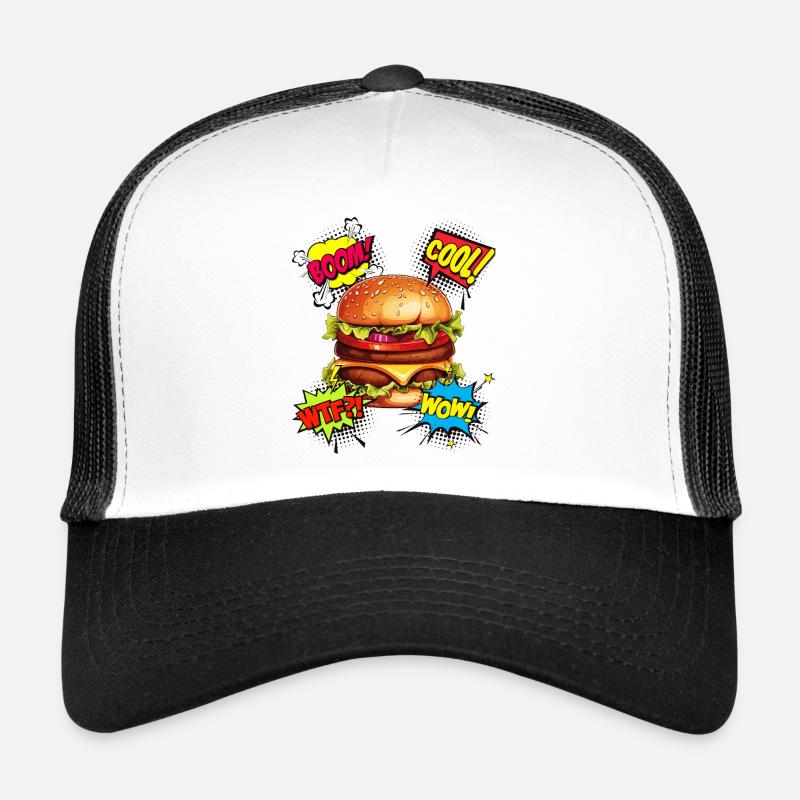 Burger Pop Art Hamburger Cheeseburger Fast Food Trucker Cap