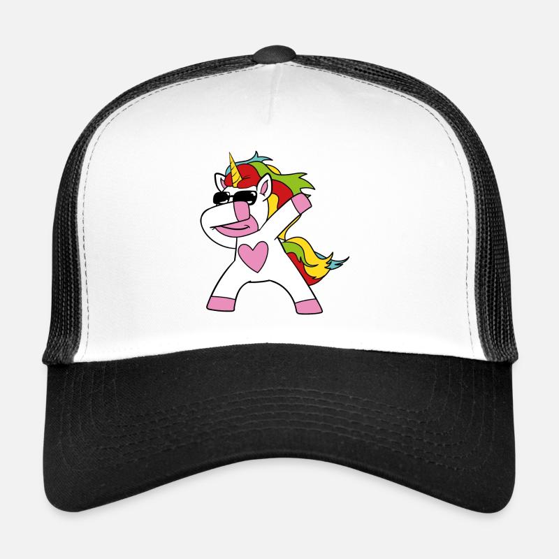 Niedliches Lustiges Cooles Einhorn Einhörner Fabel - Trucker Cap - Weiß/Schwarz