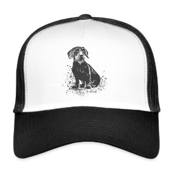 Teckel Rauhaardackel - Un grand homme de teckel - Casquette trucker  - blanc/noir - Devant
