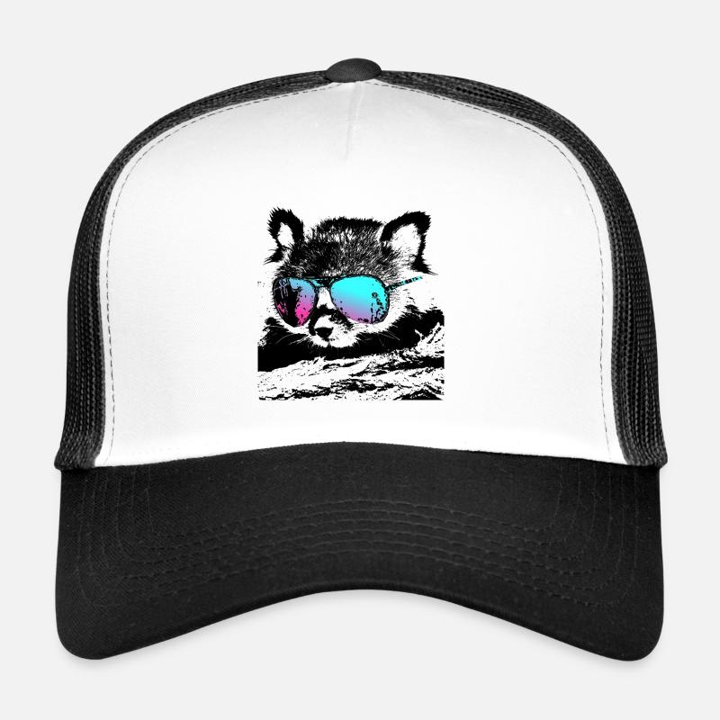 Red panda with sunglasses - Trucker Cap - white/black