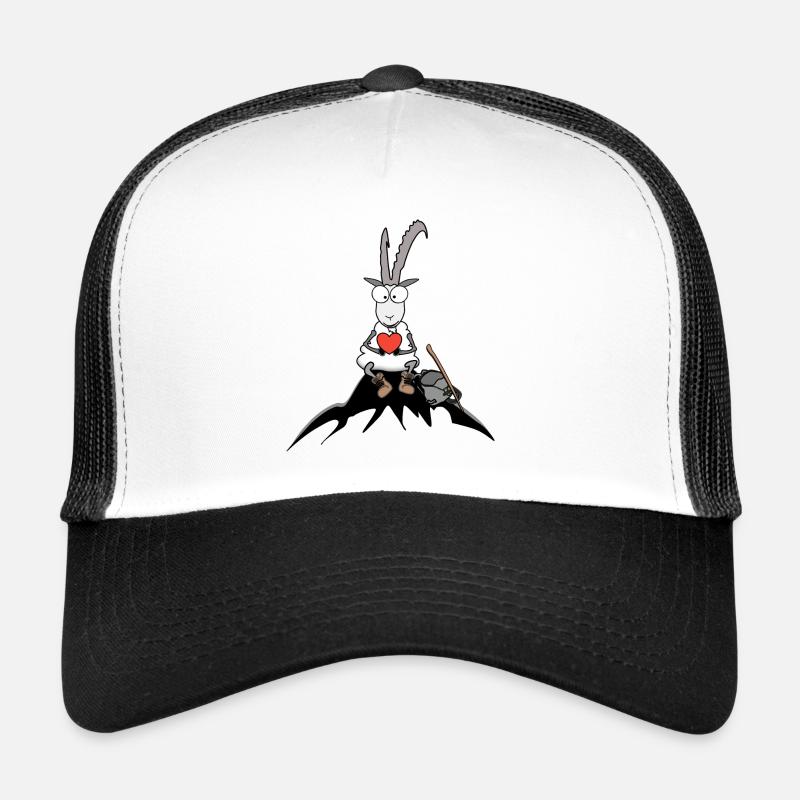 Steinbock mit Herz - Trucker Cap - Weiß/Schwarz