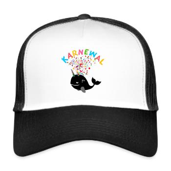 karnewal,wal,konfetti,karneval,walfisch - Trucker Cap - Weiß/Schwarz - Vorne