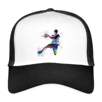 Handball, handballer, Beachhandball,Graffiti - Trucker Cap - Weiß/Schwarz - Vorne