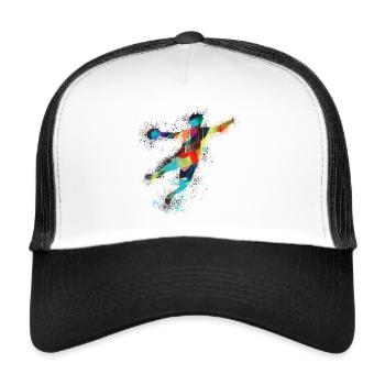 Handball, handballer, Beachhandball,Graffiti,bunt - Trucker Cap - Weiß/Schwarz - Vorne