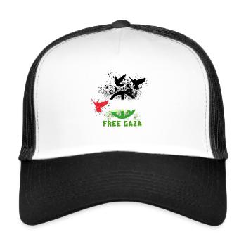 Free gaza,birds, graffiti,gaza - Trucker Cap - white/black - Front
