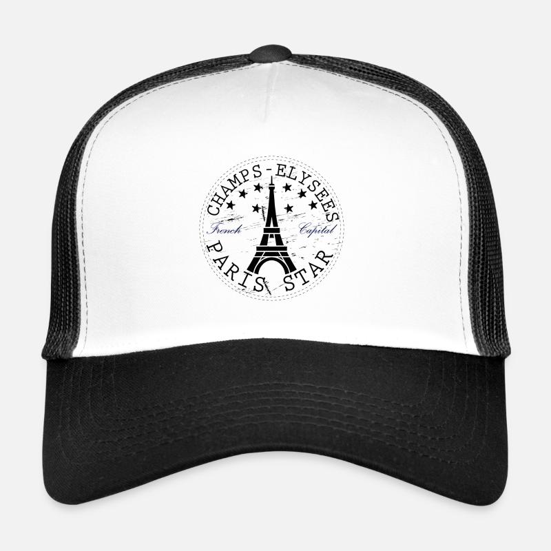 Paris Star Iconic Champs-Elysées Elégance - Casquette trucker  - blanc/noir