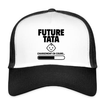 Annonce grossesse Future tata Bientôt tante Humour - Casquette trucker  - blanc/noir - Devant