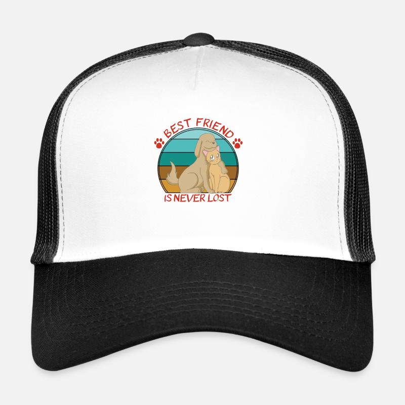 Chat et chien mignons - Casquette trucker  - blanc/noir