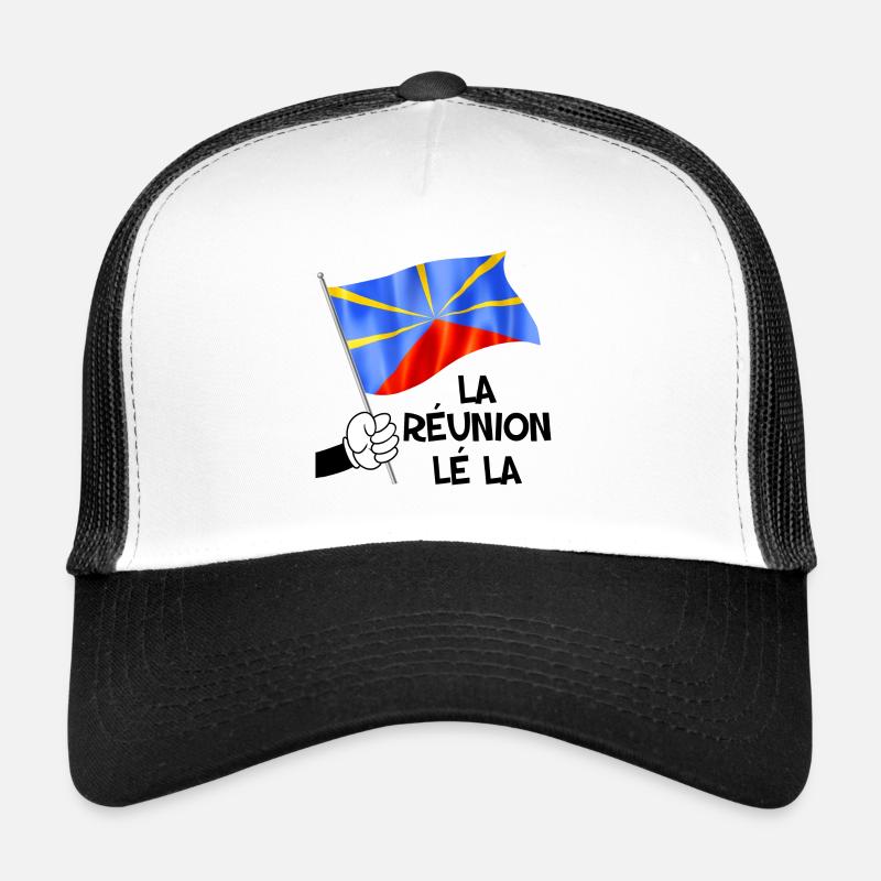 La réunion lé la Drapeau - Casquette trucker  - blanc/noir