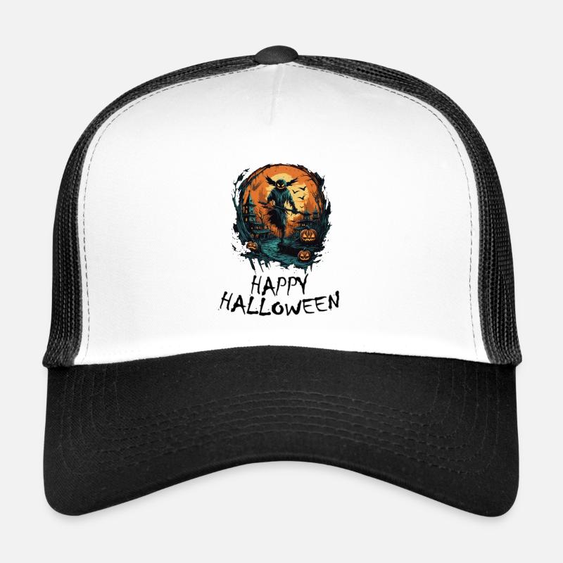 Halloween - Happy Halloween - Trucker Cap - Weiß/Schwarz