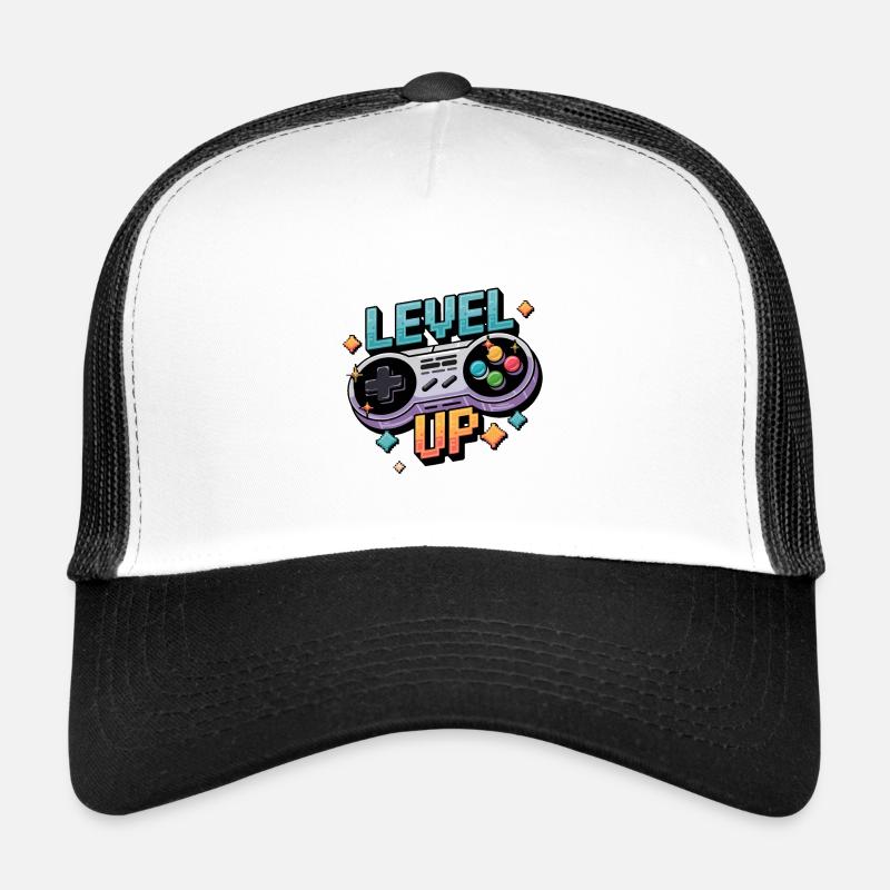 Level Up – Gaming Controller - Trucker Cap - Weiß/Schwarz