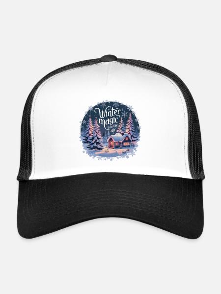 La magie de l’hiver est dans l’air – Paysage d’hiver - Casquette trucker  - blanc/noir - Devant
