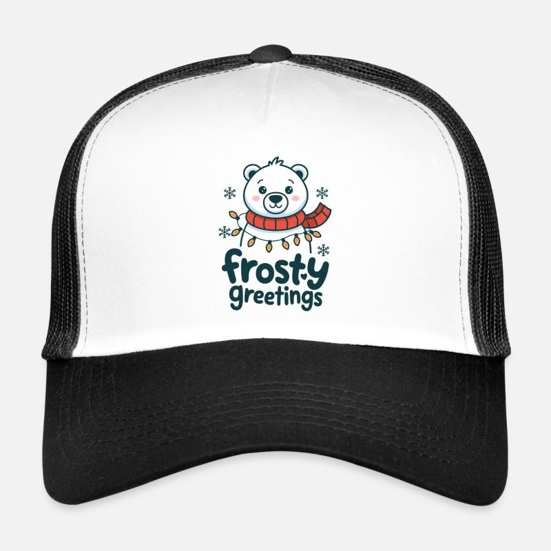Frostige Grüße – Eisbär mit Lichterkette Trucker Cap