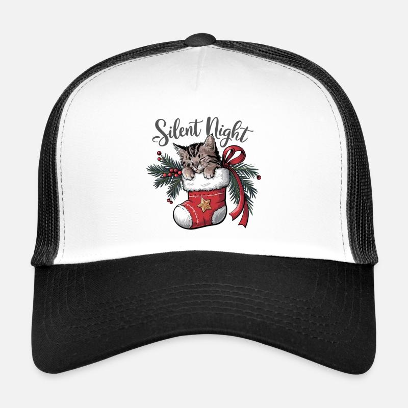 Silent Night – Kitten in Christmas Stocking Trucker Cap
