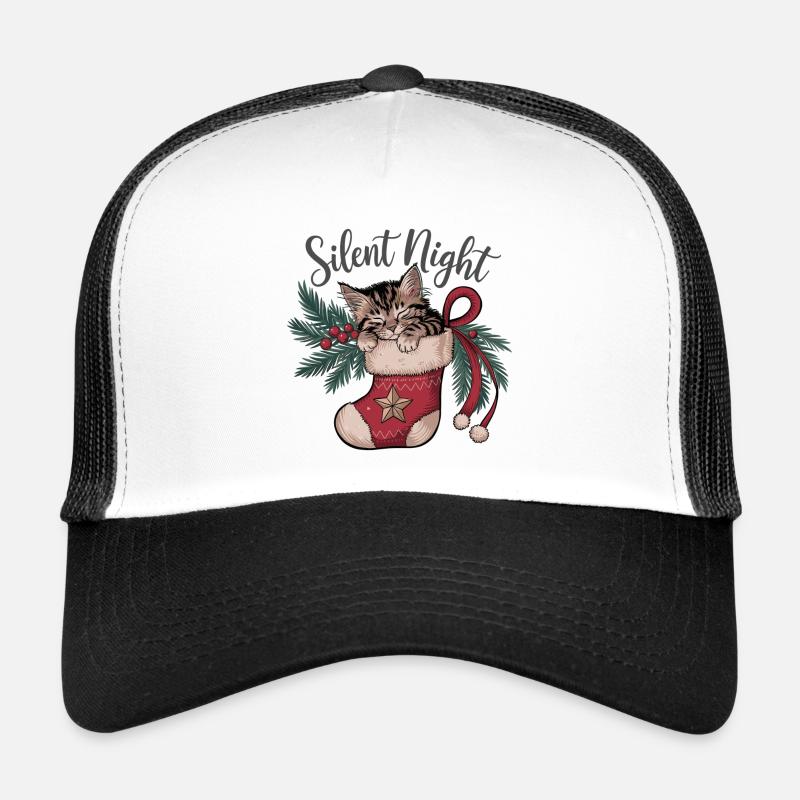 Silent Night – Kitten in Christmas Stocking Trucker Cap