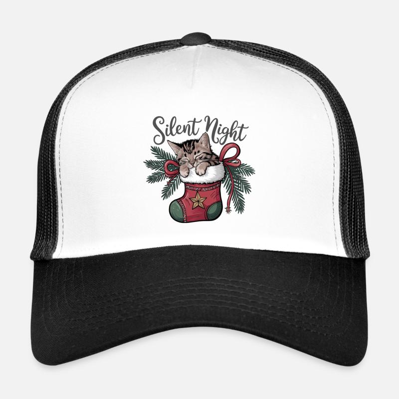 Silent Night – Kitten in Christmas Stocking Trucker Cap