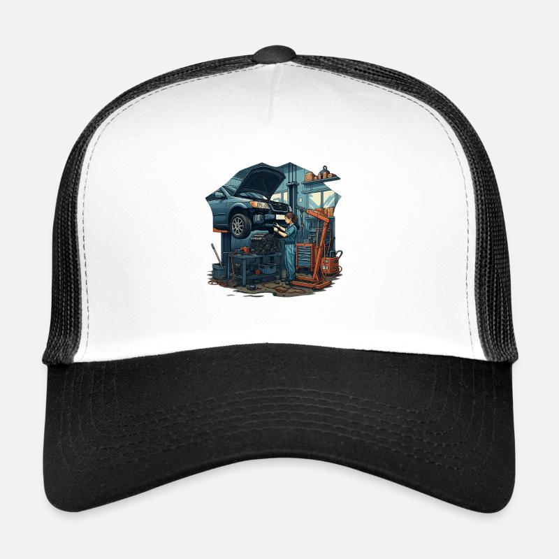Werkstattalltag - Trucker Cap - Weiß/Schwarz
