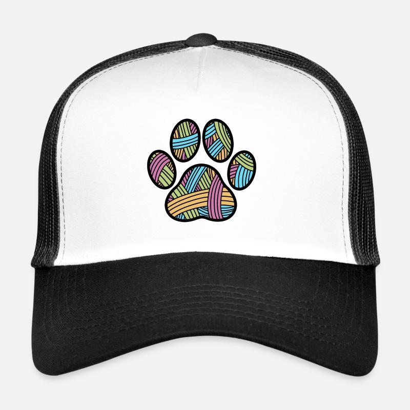Empreinte de pattes colorées - Casquette trucker  - blanc/noir