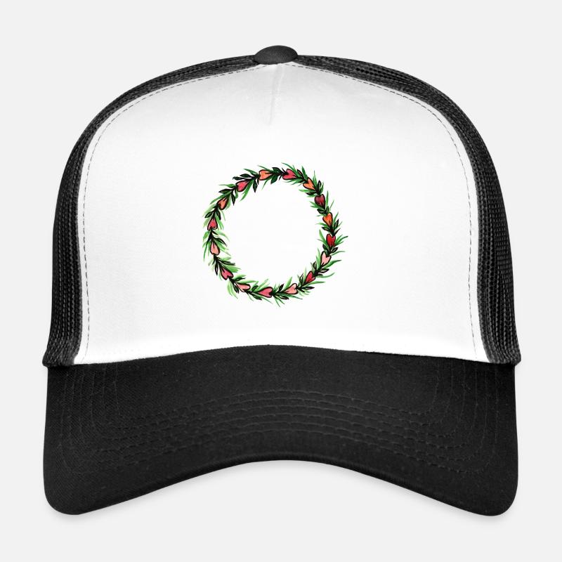 Blumenkranz Herz Blume - Trucker Cap - Weiß/Schwarz