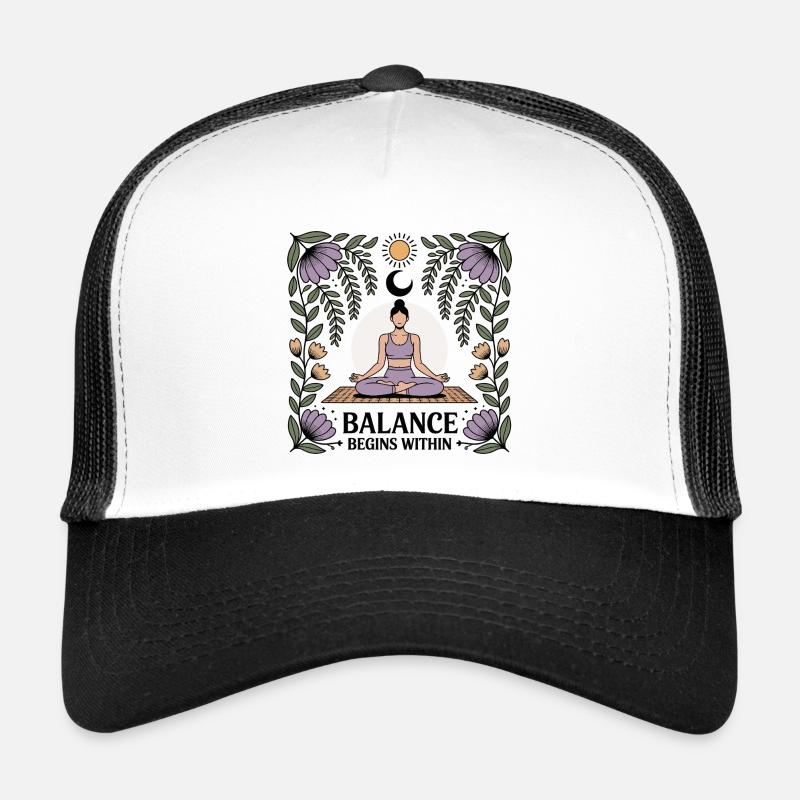 Balance Begins Within - Yoga - Trucker Cap - Weiß/Schwarz